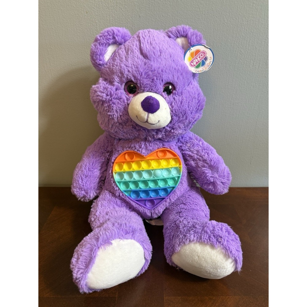 Nanco POP‎ Figet Purple Teddy Bear Plush Toy Doll Rainbow Rare